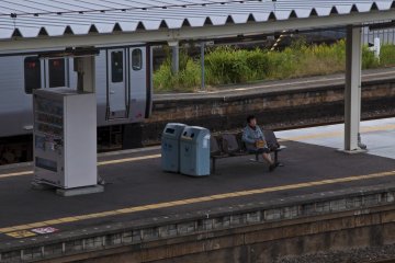<p>Waiting for the train</p>