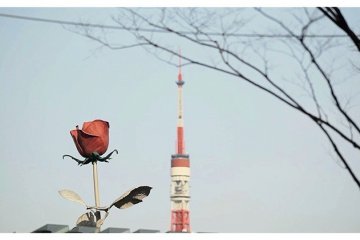 <p>Giant Rose Sculpture Tokyo Tower in Roppongi Hills, Tokyo, Japan</p>