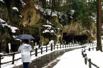 A shot of the caves of Zuiganji Temple, Matsushima. Services have also been given here on occasion.