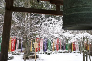 View of festival banners from the bell tower