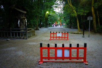 <p>This long straight path from the shrine to the road entrance is where the Aoi Festival horse races take place.</p>