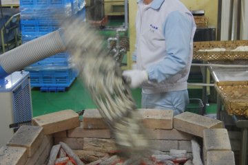 Watching the pros making senbei