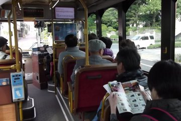<p>Inside the Shiroyama-Ito Bus</p>