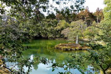 <p>Le jardin sup&eacute;rieur est agenc&eacute; autour d'un petit &eacute;tang</p>