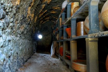 <p>Looking into a chamber of the kiln</p>