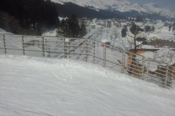 <p>Skiing across the train tracks</p>