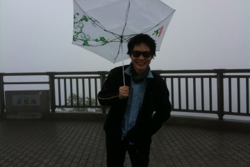 We tried really hard to find Lake Mashu, but eventually, we gave in the the wind and flying umbrella

