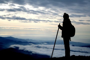 On the way back down: A peaceful and calm view from Mt.Fuji at the dawn
