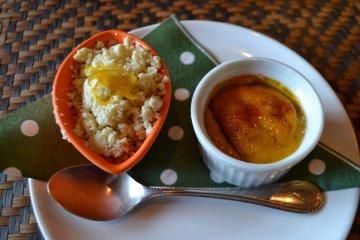 On one occasion, our dessert was this uniquely textured ice cream (yummy!) and an even more impressive pumpkin pudding