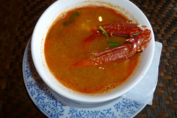 The Tom Yum Kung soup. Although some of the dishes have a little 'kick' to them, they are milder than you would find in Thailand, for example. However, the flavors really stand out. And, if you want something really spicy, just ask the chef!