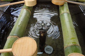 A purification basin, Wash your hands here before going in to pray.