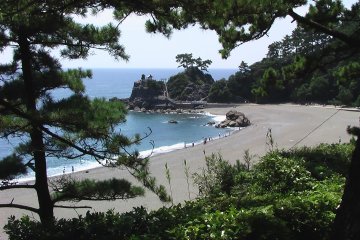 Katsura Beach viewed from a hill behind it