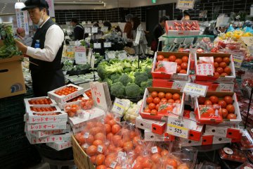 <p>All depachika's have a fresh vegetable shop where the prices are fairly reasonable for most items</p>