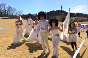 There were so many unique costumes at the The Color Run. This was a group in their wedding attire!