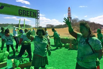 The enthusiastic volunteers at the Green station