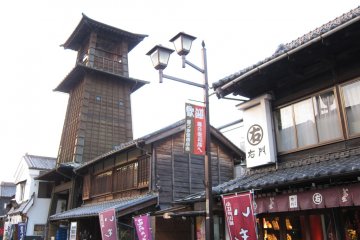 Bell tower reigning over old warehouses