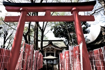 <p>Torii like this are usually found at shrines</p>