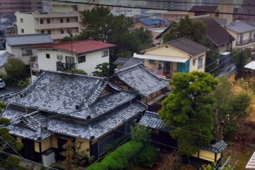 View from the roof of Sen Guesthouse to Matsuyama Castle