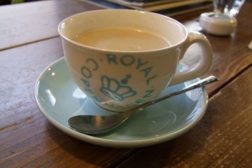 Chai Tea Latte at the charming Vanitoy Bagel Cafe in Kawagoe