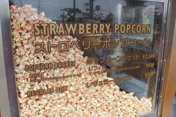 <p>Les popcorns &agrave; la fraise sont d&eacute;licieux mais on trouve toutes sortes de go&ucirc;ts : curry, th&eacute; latt&eacute;, poivre et caramel</p>