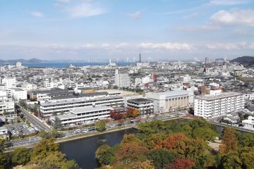 The view out over Marugame from the hilltop