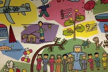 <p>Pedestrian tunnel mural on the way to the Yoshima ferry</p>