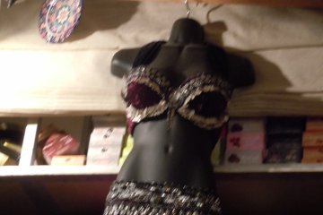 <p>Dozens of belly dancing costumes are on display, and for sale in this small, one room eatery. I wish we could have caught the belly dancing show which is held from 8 p.m. daily.</p>