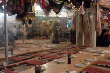 <p>A party of about a dozen diners sat at this area soon after we arrived</p>