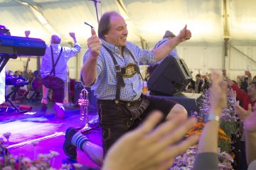 His enthusiasm has brought this performer down to his knees.