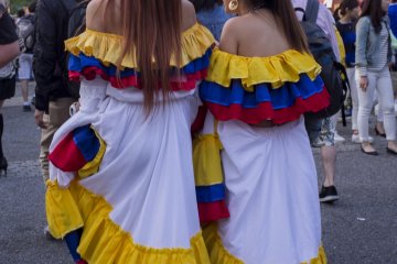 Festival promoters donning traditional costumes.