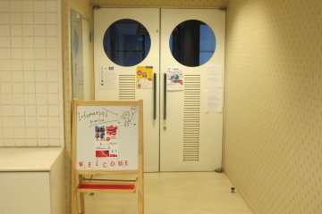 <p>The event board and cool portico-esque doors</p>