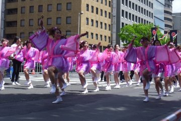 <p>These female dancers provided their own accompaniment, with brightly ringing bells.</p>