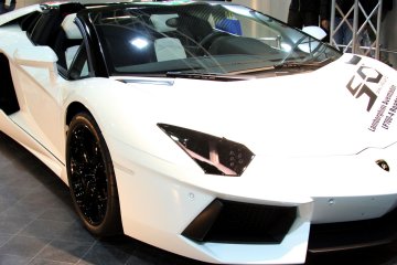 Of course no auto show would be worth its own salt without having a Lamborghini Aventador around, just to advertise the brand of tires it has on. The car was there to advertise Federal branded tires.&nbsp;