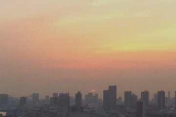 Sunset view from the top of the Ferris wheel.