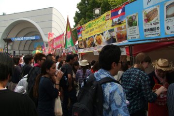 Lining up for the food stands