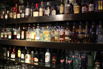 Close up of the Sticker's liquors!