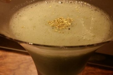 <p>Dusted with gold flakes</p>
