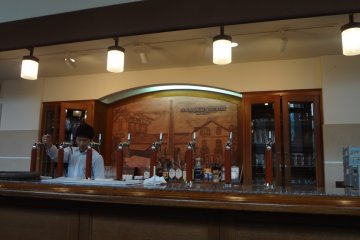 Beer taps inside the restaurant.