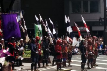This group in the intersection began shooting replicas of ancient muskets.&nbsp;