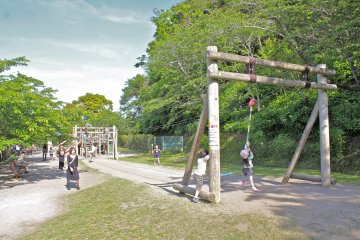 <p>The children's playground includes an exciting zip-line</p>