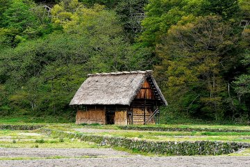 <p>Rumah atap jerami kecil di Ladang.</p>