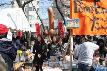 A stall selling penis-related goods