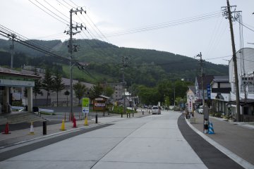 <p>Along the main street in Zao Onsen Town</p>