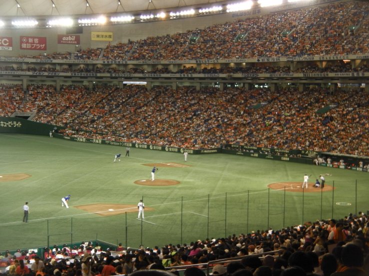 <p>Crowd packed in for a weekend Yomiuri Giants game</p>