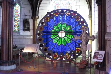 <p>Stained glass window from St. Francis Xavier's Cathedral</p>