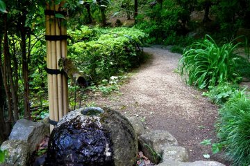 <p>Elegant water bowl beside a path</p>