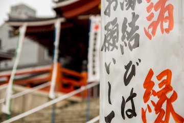 <p>Flags line the way up the stairs</p>