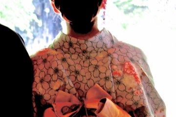 <p>A lovely sight; the woman in kimono, and beyond her, one of Kyoto's most beautiful gardens</p>