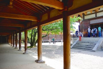 <p>Door of Yume-dono Hall as seen from the cloister</p>