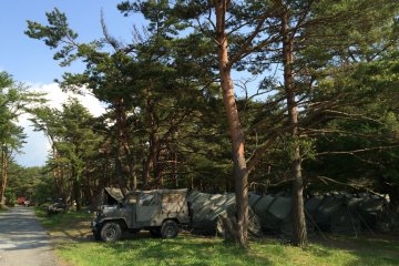 <p>During our visit the Japan Maritime Self-Defense Force set up camp for training purposes</p>